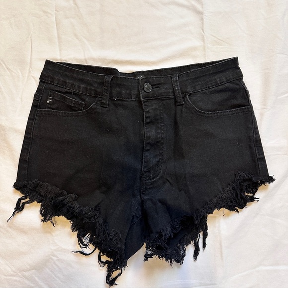Short black frayed booty shorts. - Picture 1 of 3